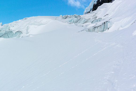 Looking back at our escape ramp.