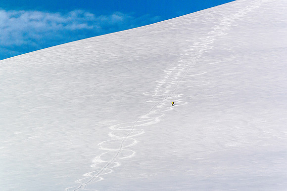 Steven on the big slope.