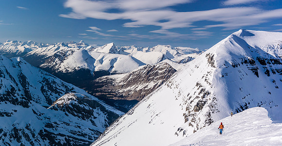 Descending the summit ridge of Androlumbia with the lower south ridge of Andromeda in front of us.