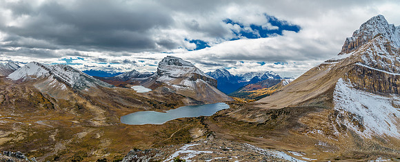 Amazing views over Skoki from the summit of Packer's Pass Peak.