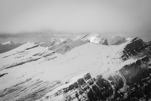 Looking north over the Drummond Icefield to Cataract Peak.