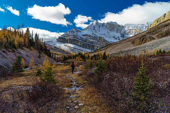 Crossing some river flats on route to the Skoki Lakes.