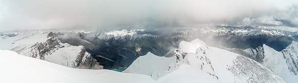 The clearest summit view we got, looking east and south.