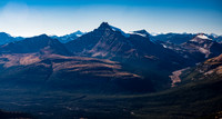A slightly wider view of Mount Hector with Hector South at left and Andromache at right. Note the forest of larches on it's south side, looking like flecks of gold in the late day shadows.