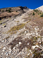 Looking back up our easy and fast descent gully with our ascent ridge at left here.