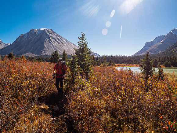 The landscape is on fire as we work our way around the NE shores of the largest Red Deer Lake.