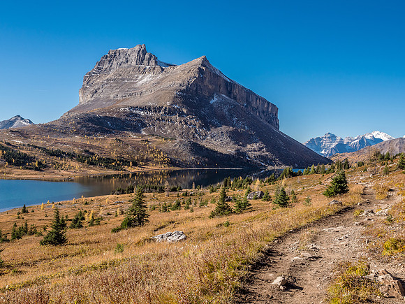I love this impressive view of Redoubt Mountain from the trail around Ptarmigan Lake.