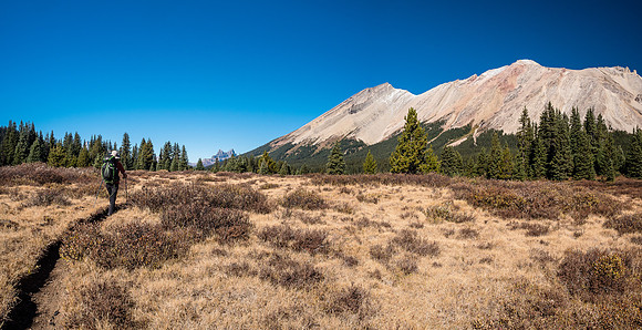 Hiking towards the largest of the Red Deer Lakes from just past the campground.