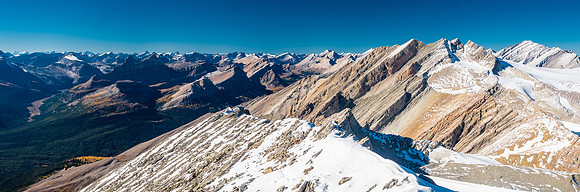 A wider view looking north with the Pipestone River Valley running bottom left to center. Cataract Peak at far distant right.