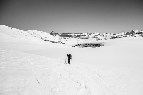 You have to be careful that you don't stay too high on Snow Dome's south flank as you work your way around to the exit ramp.