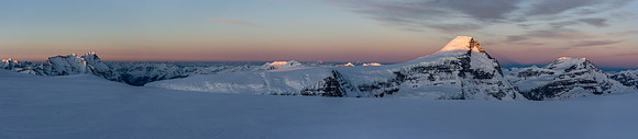Sunrise on Mount Columbia and King Edward.