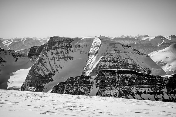 Mount Andromeda's impressive Skyladder route also shows quite a bit of ice for this time of the year.