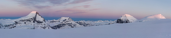 Sunrise on Columbia, King Edward, South and North Twin Peak.