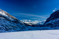 Skiing down the Saskatchewan Glacier.