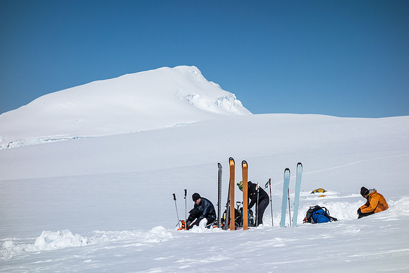 Packing up camp on the Columbia Icefield.