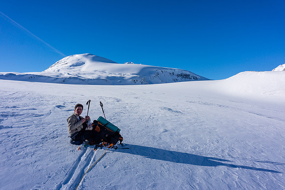 Skiing up the Saskatchewan Glacier.