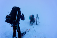 Leaving camp in a whiteout.