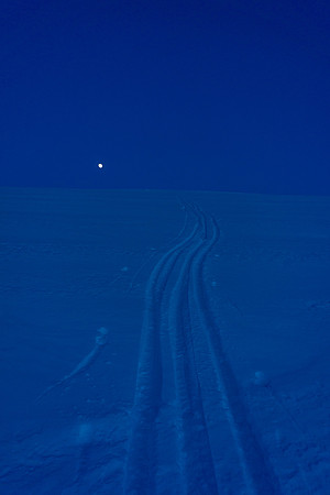 The moon rises as I come up the trench on the way back to camp.