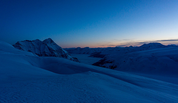 Views back down the Bush River Valley from the top of the trench at sunset.
