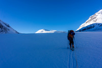 Skiing up the Saskatchewan Glacier.