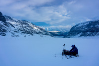 The clouds clear as we descend the Saskatchewan Glacier.