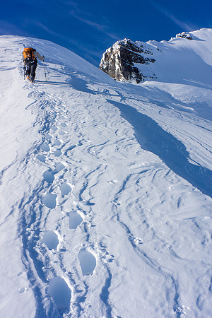 Ferenc breaks trail up the south ridge.