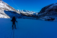 Skiing up the Saskatchewan Glacier.