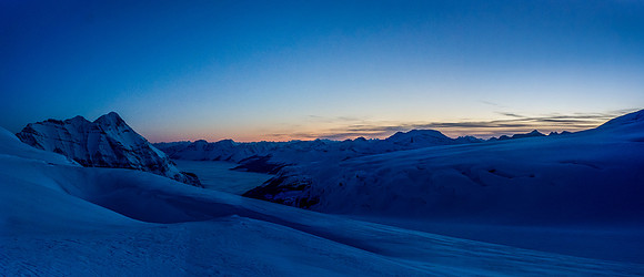 Views back down the Bush River Valley from the top of the trench at sunset.