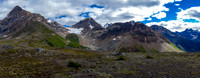Looking over at Fryatt (L) and Fryatt SW2 (C) and "Fat Bastard" (R) before we start the traverse above Divergence Lake.