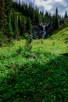 A small waterfall along the way to the alpine meadows above the fifth lake.