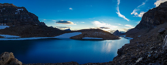 Setting sun on Iceberg Lake.