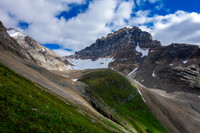 Looking ahead to the flatter bowl between Fryatt (L) and Fat Bastard (C). This area is understandably heaven for goats!