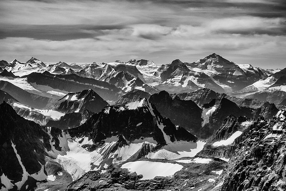 One of the highest peaks in the Rockies - Mount Clemenceau with Shackleton and Tsar to the left.