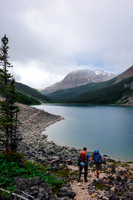 Looking along the 3rd Geraldine Lake, you can see rain drops on the water surface which made the rock-hopping very treacherous