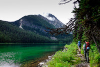 At the first lake the trail follows the lake shore closely.