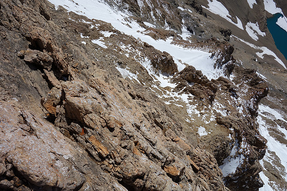 Rappelling.