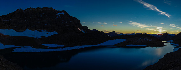 Setting sun on Iceberg Lake.