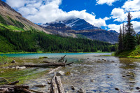 The gorgeous fourth lake where we crossed the outlet stream. Fryatt in the clouds - we're hoping it's drying off!