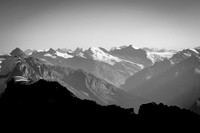 Gazing over the summit of Fortress Mountain towards the Chaba Icefield.