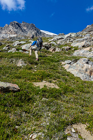The grassy slope slowly got steeper.