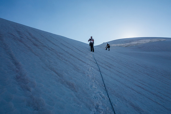 Descending the Catacombs Glacier.