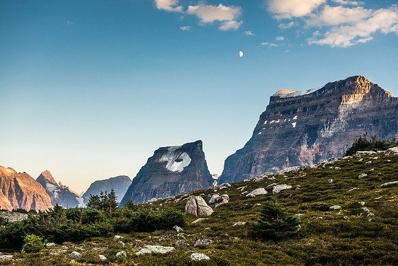 Fortress Mountain and the moon.