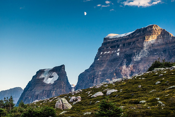 Fortress Mountain and the moon.