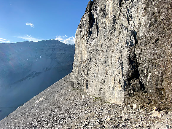 Descending along west cliffs.