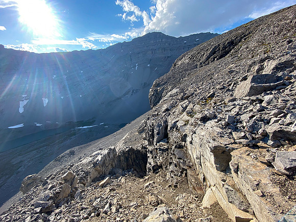 About to descend the break in the west cliffs.