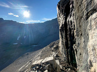 Descending along west cliffs.