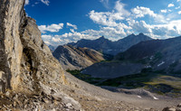 A hidden staircase breaks through the steep western cliff band on Apparition Mountain.