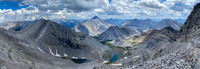 Views back down the scree ledge to Spectral Lakes.