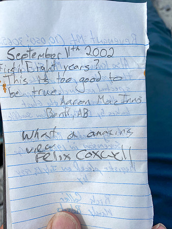 Old summit register.