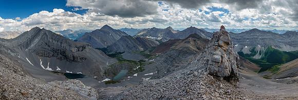 View down the south ridge at right.